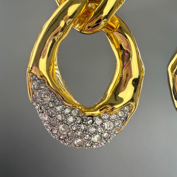 Alexis Bittar Womens Solanales Large 14K Gold Plated Crystal Link Drop Earrings - Picture 5 of 10